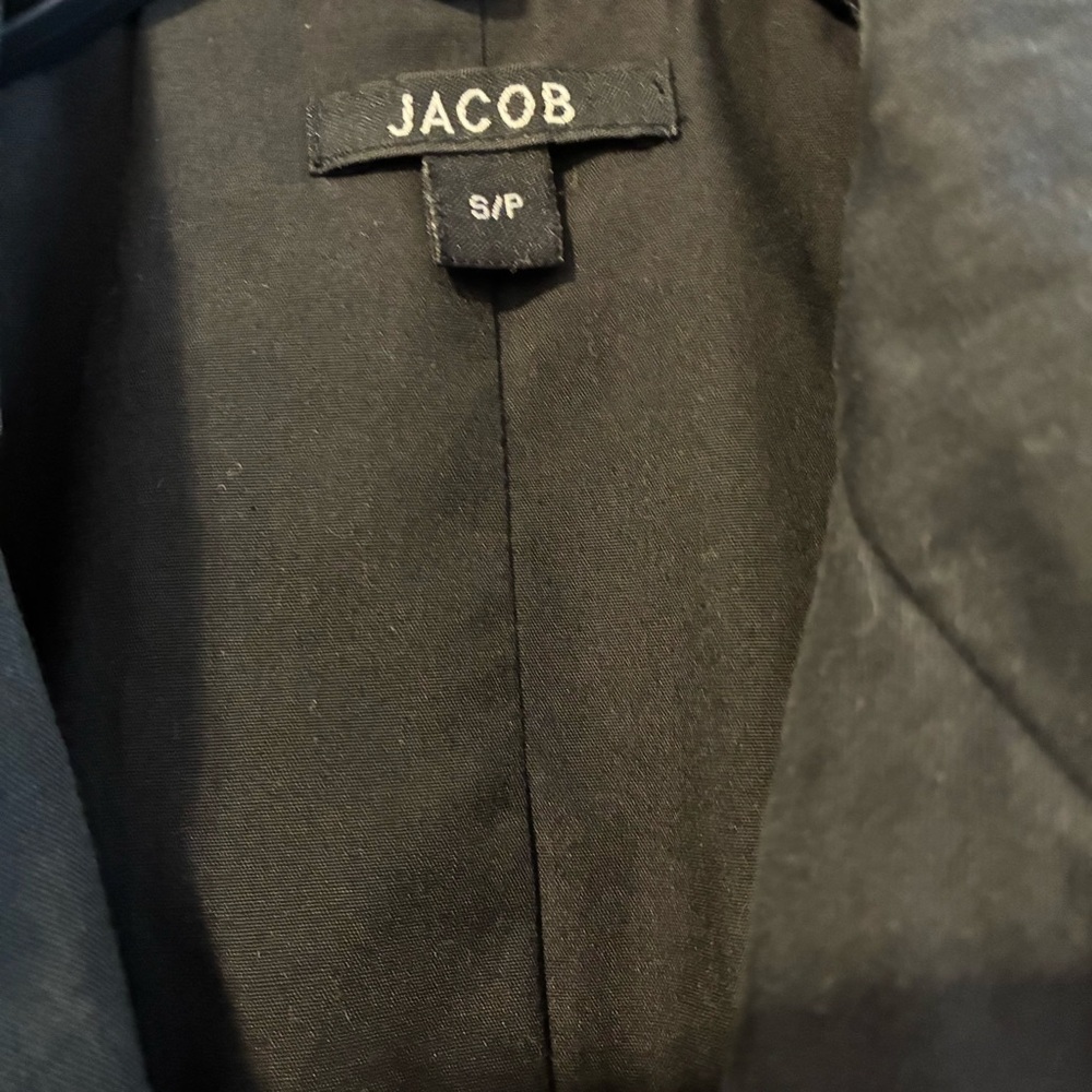 Jacob Black Feminine Vintage Trench Coat with Waist Tie, Pockets; size Small - Picture 11 of 13